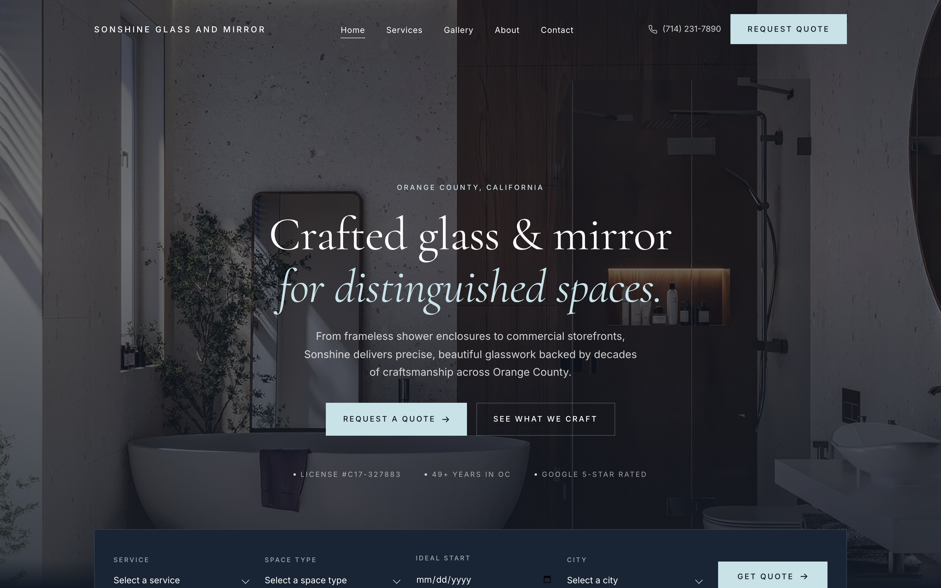 Sonshine Glass & Mirror NEW homepage, current, after the rebuild
